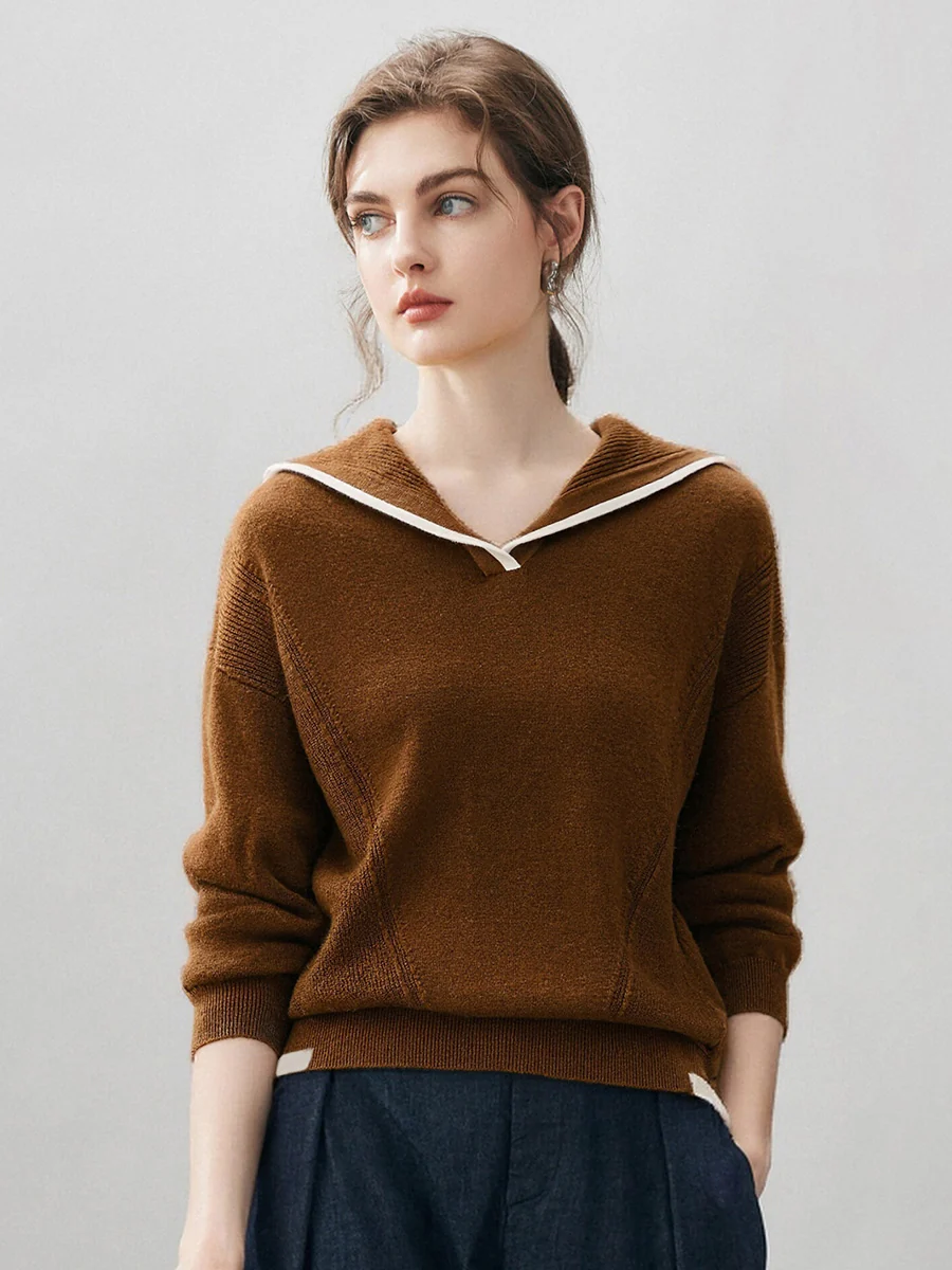 100% Cashmere Women's Sailor Collar Sweater - Image 25
