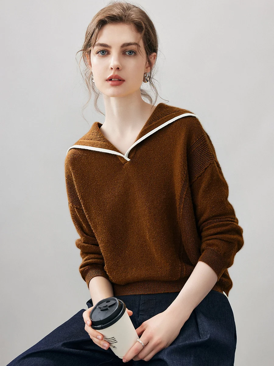 100% Cashmere Women's Sailor Collar Sweater - Image 26