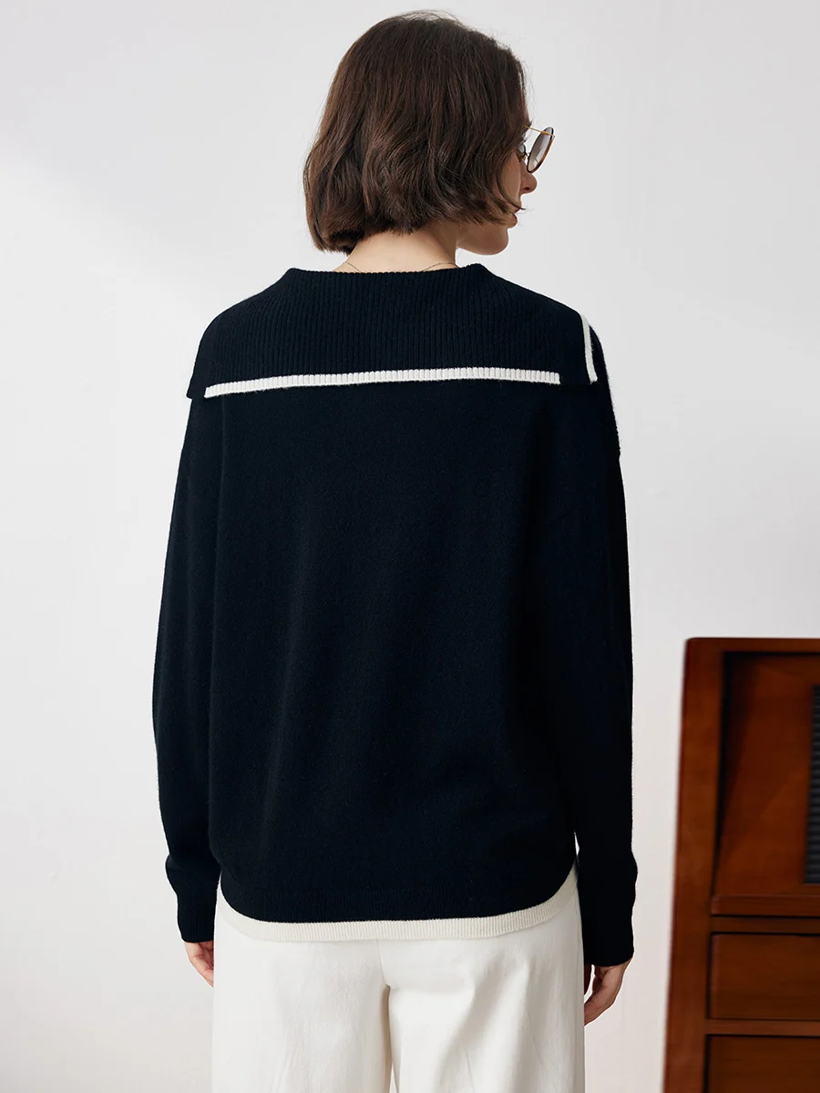 100% Cashmere Women's Sailor Collar Sweater - Image 6