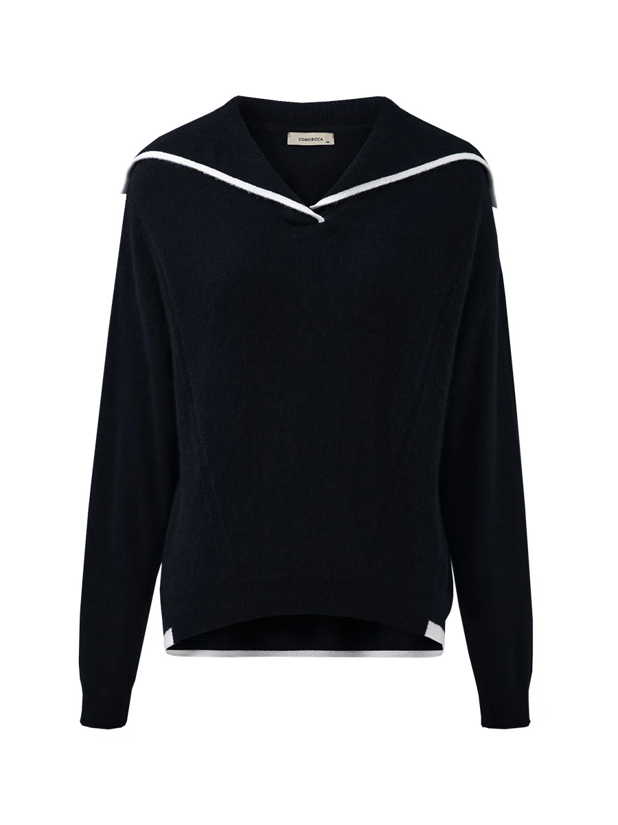 100% Cashmere Women's Sailor Collar Sweater - Image 7