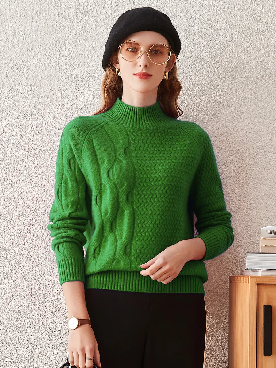 100% Cashmere Women's Mock Neck Knit Sweater - Image 16