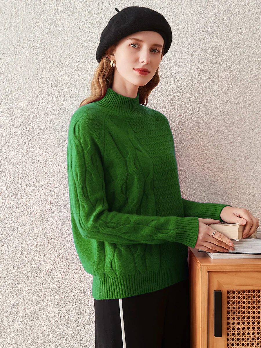100% Cashmere Women's Mock Neck Knit Sweater - Image 18