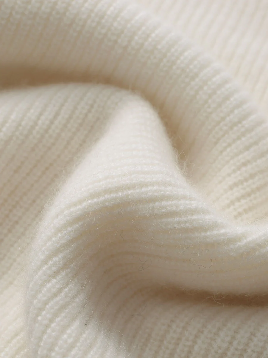 100% Cashmere Women's Striped Sleeve Round Neck Sweater - Image 20