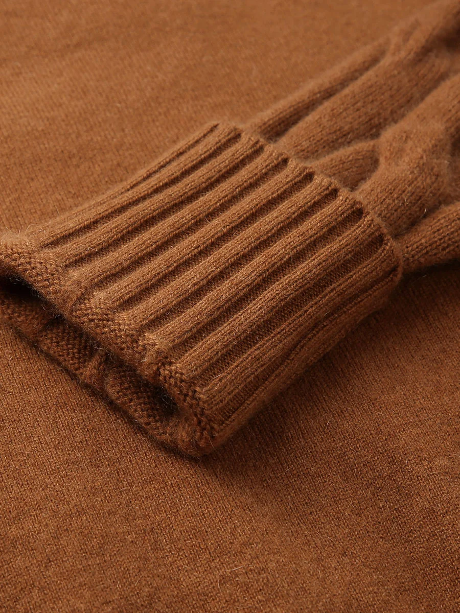 100% Cashmere Women's Turtleneck Cable Knit Sweater - Image 8