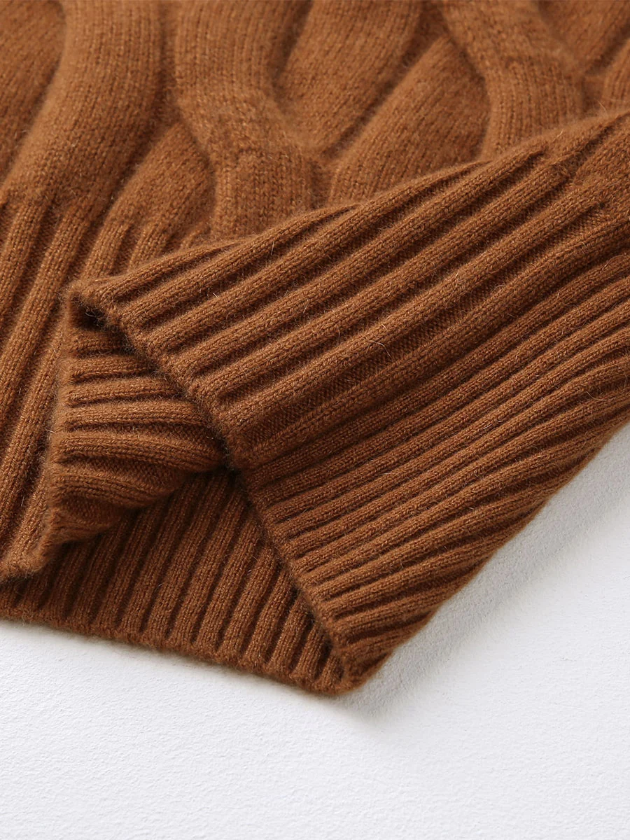100% Cashmere Women's Turtleneck Cable Knit Sweater - Image 9