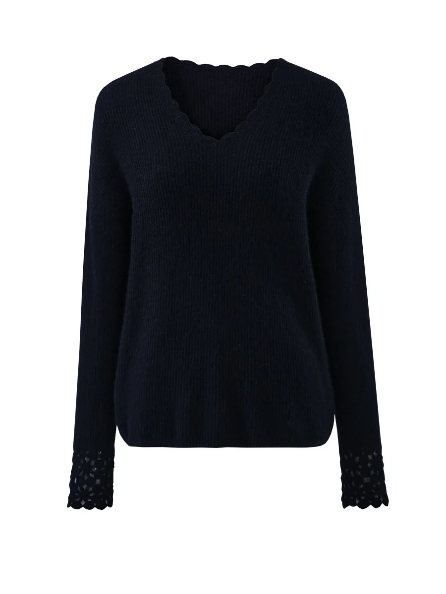 100% Cashmere Women's V-Neck Loose Knit Sweater - Image 11