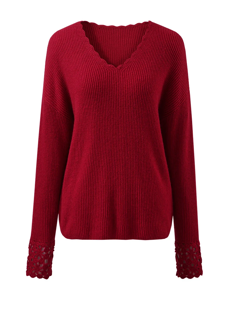 100% Cashmere Women's V-Neck Loose Knit Sweater - Image 13