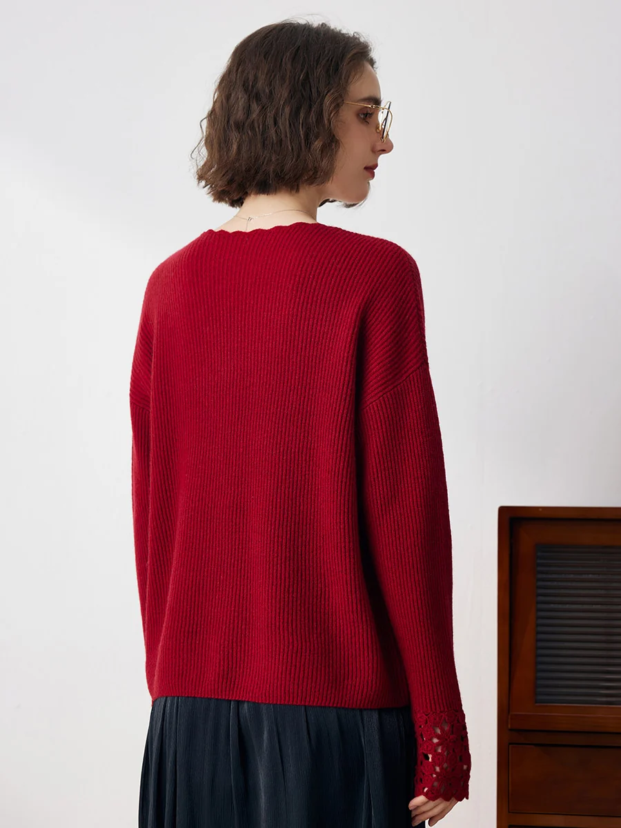 100% Cashmere Women's V-Neck Loose Knit Sweater - Image 14