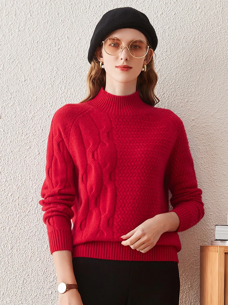 100% Cashmere Women's Mock Neck Knit Sweater - Image 12