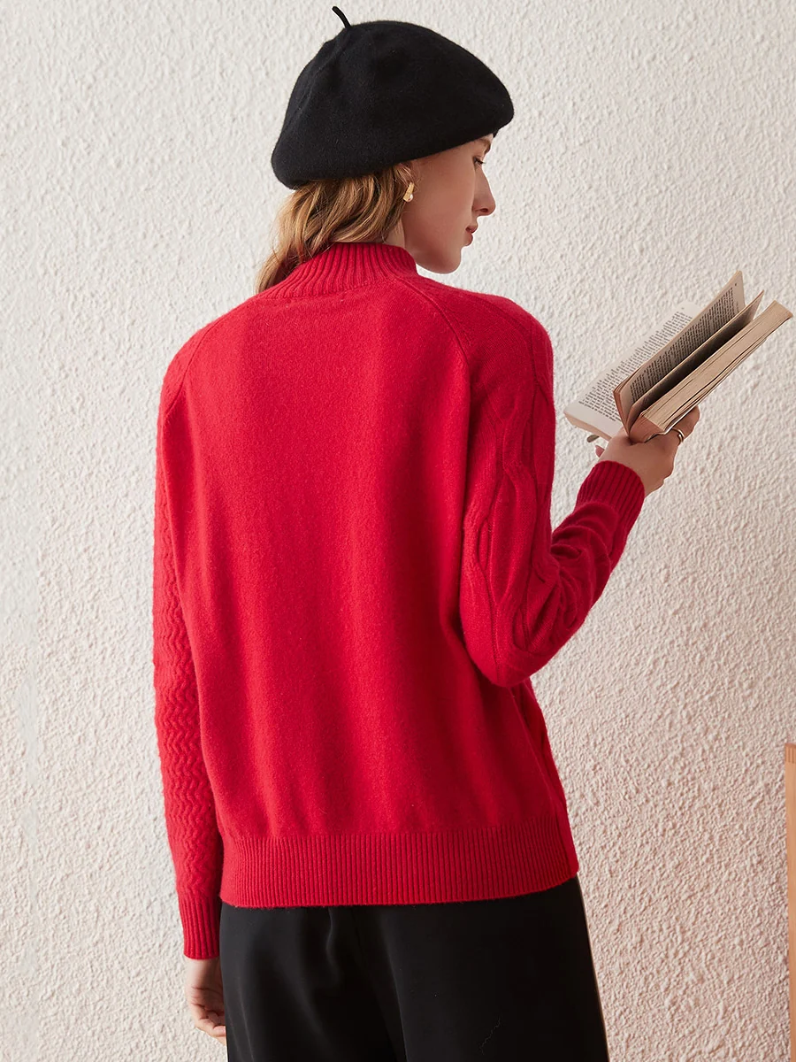100% Cashmere Women's Mock Neck Knit Sweater - Image 13