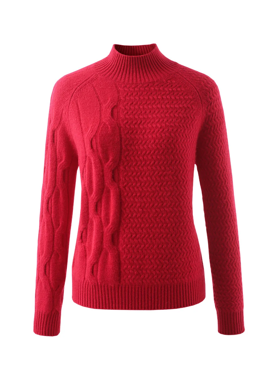 100% Cashmere Women's Mock Neck Knit Sweater - Image 14