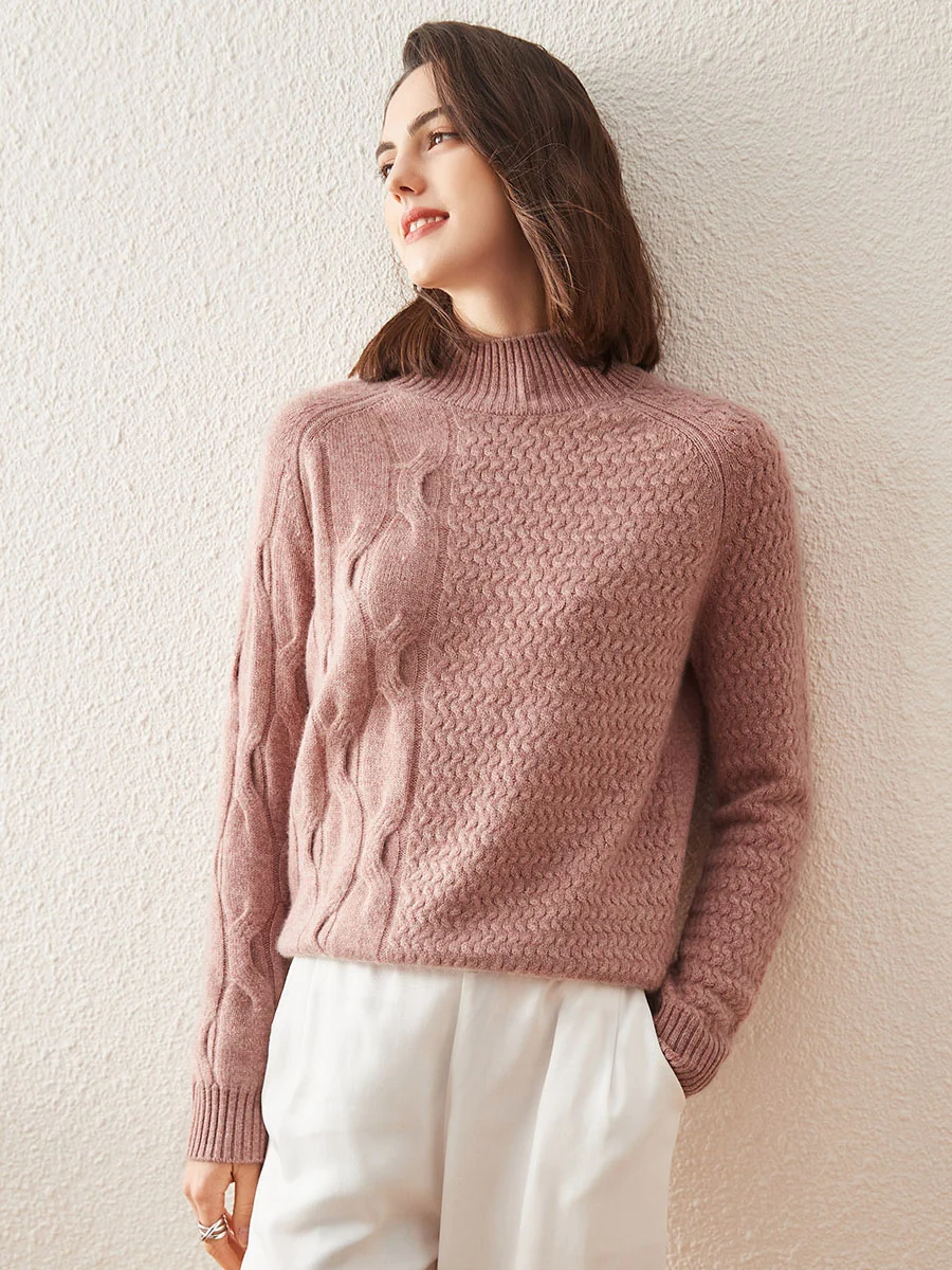 100% Cashmere Women's Mock Neck Knit Sweater - Image 20