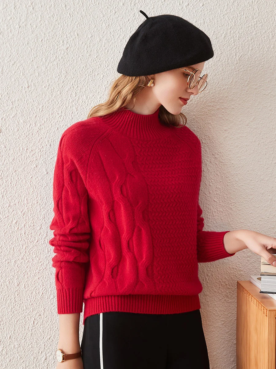 100% Cashmere Women's Mock Neck Knit Sweater - Image 21
