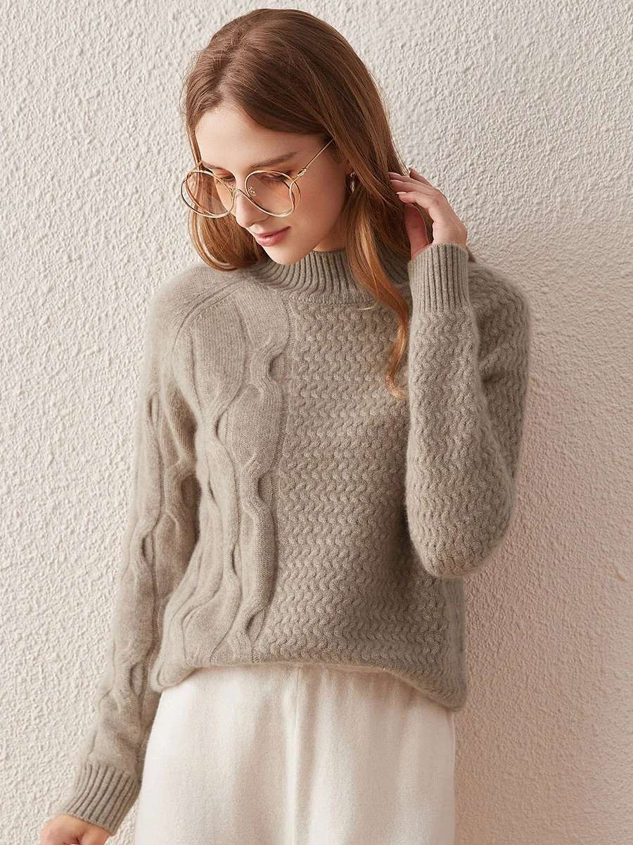 100% Cashmere Women's Mock Neck Knit Sweater - Image 8