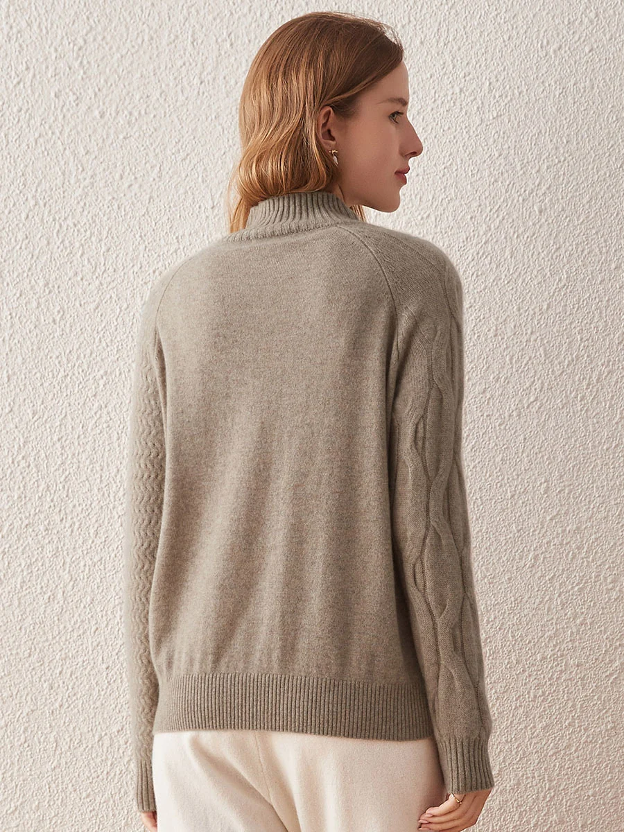 100% Cashmere Women's Mock Neck Knit Sweater - Image 9