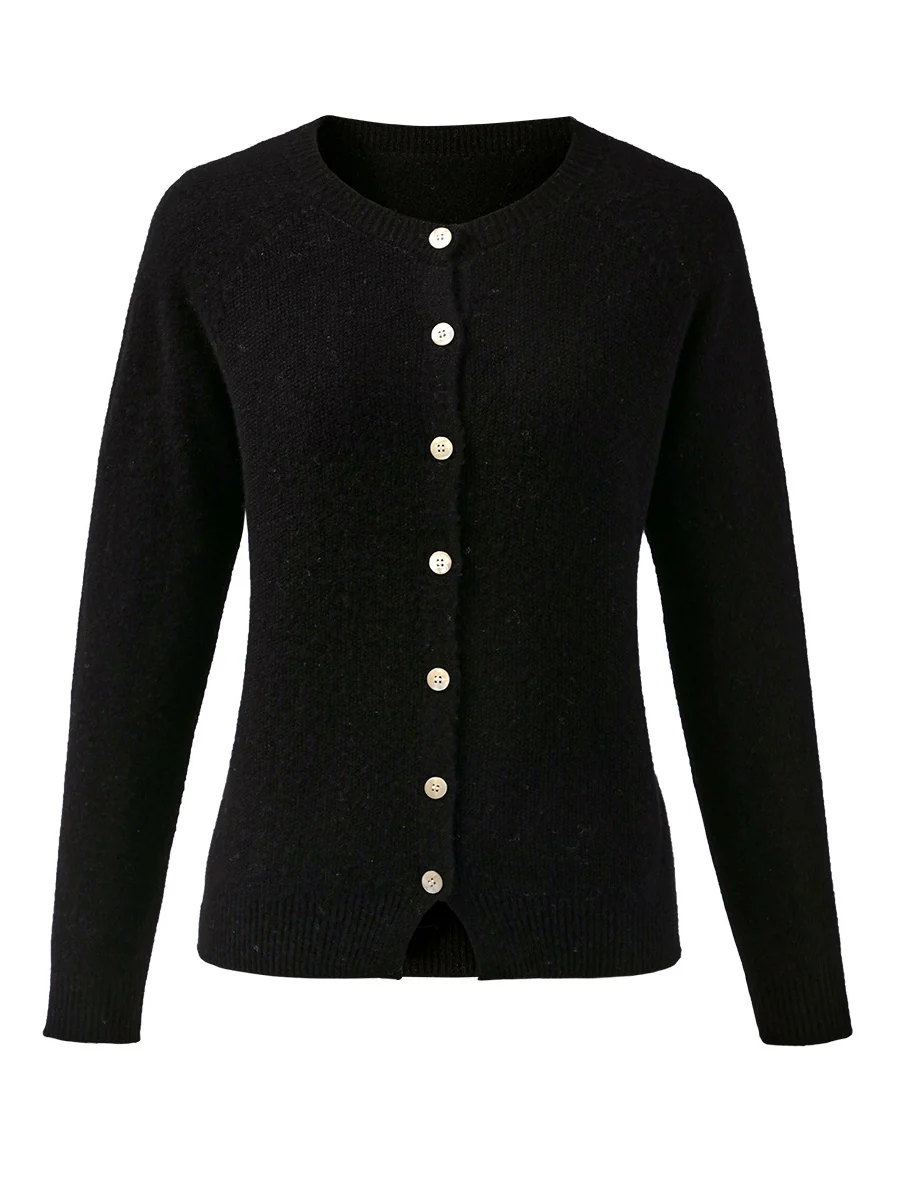 100% Wool Women's Round Neck Cardigan Sweater - Image 10