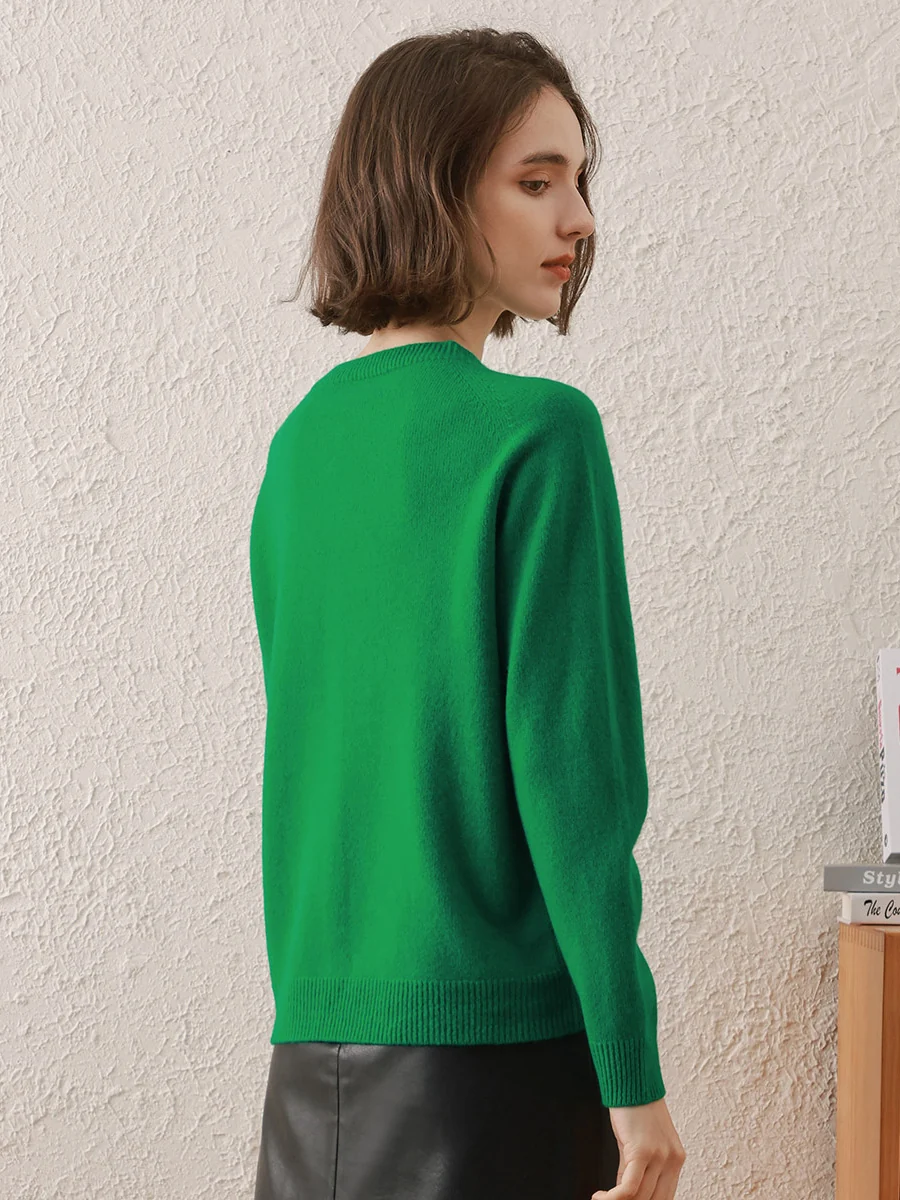 100% Wool Women's Round Neck Cardigan Sweater - Image 12