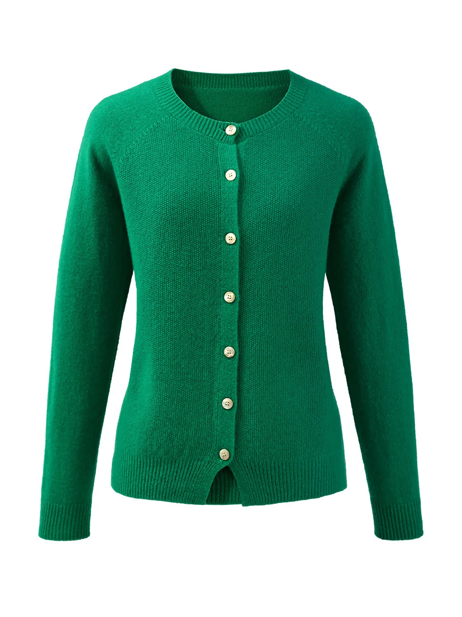 100% Wool Women's Round Neck Cardigan Sweater - Image 15