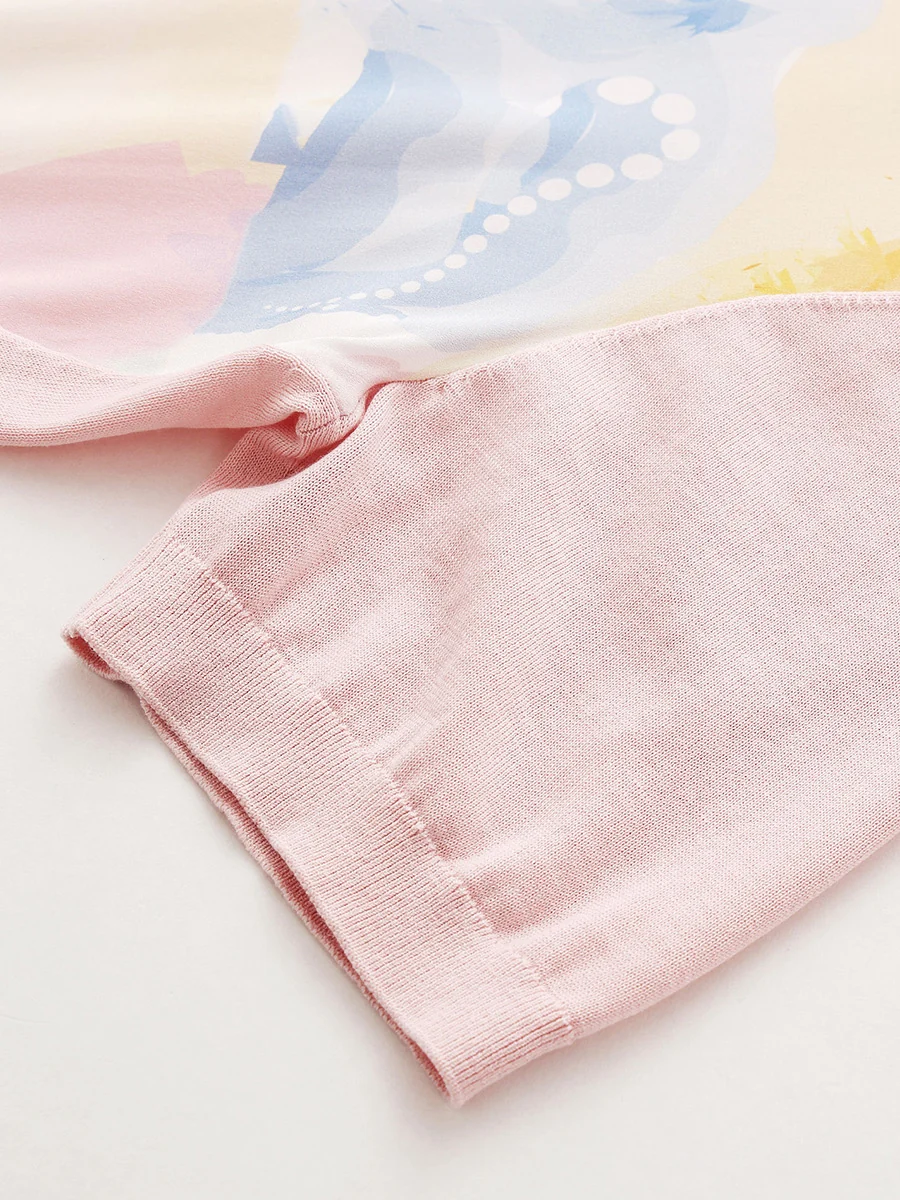 Women's Floral Print Panel Knit T-Shirt - Image 11