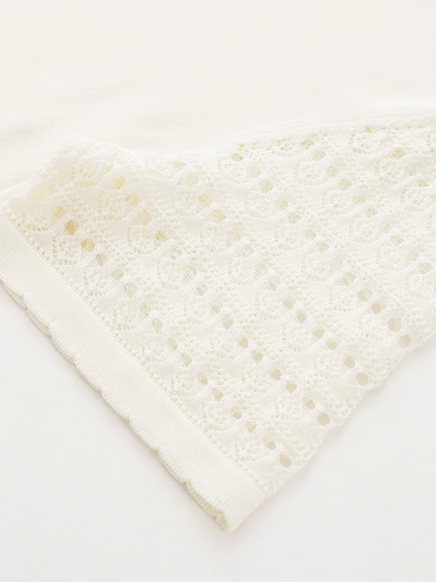 Women's Lace Round Neck Knit T-Shirt - Image 11