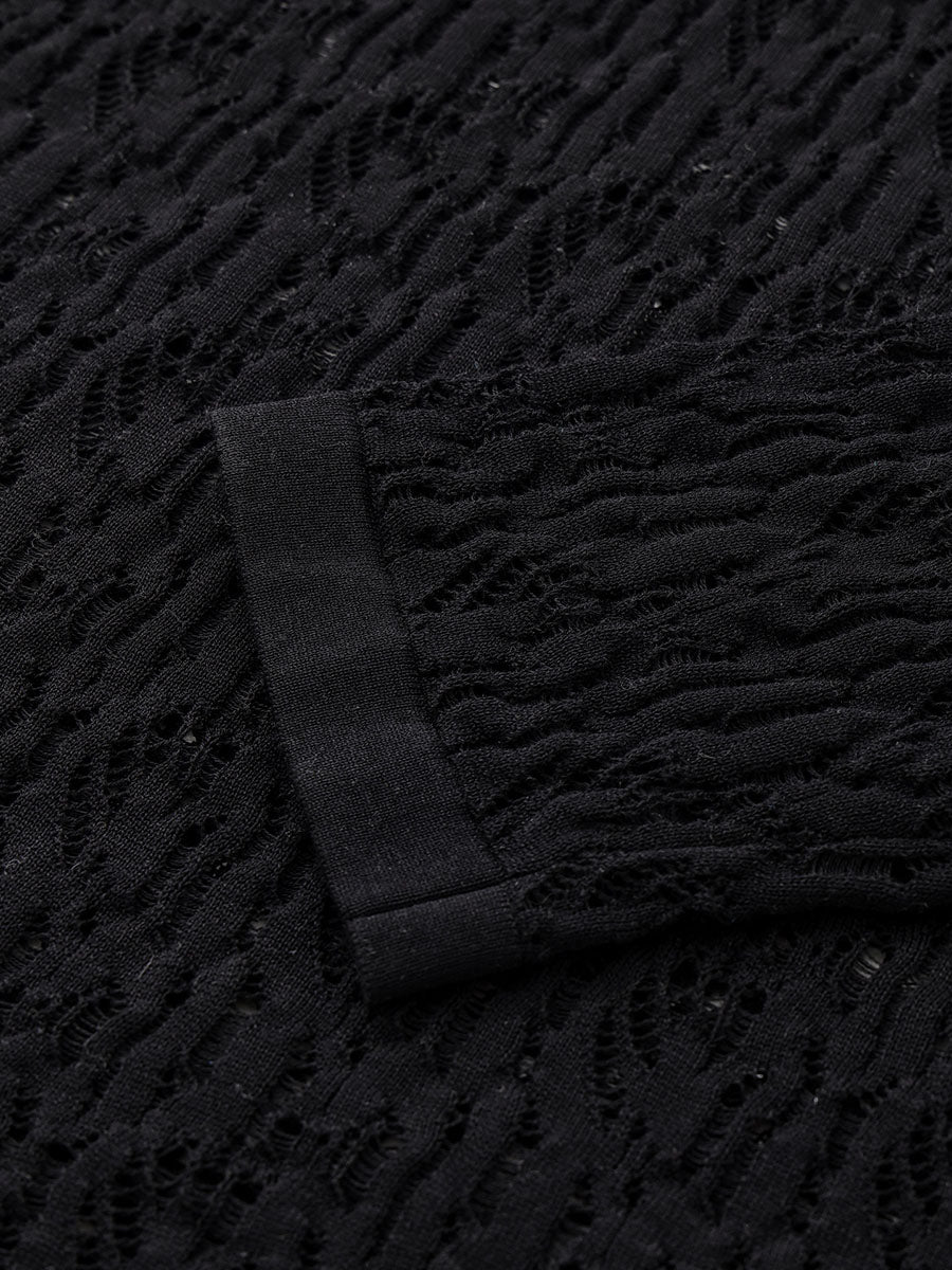 Women's Openwork Round Neck Knit Sweater - Image 11