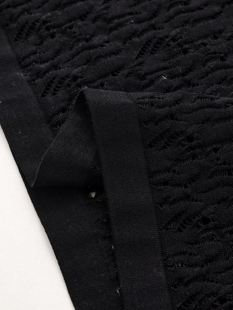 Women's Openwork Round Neck Knit Sweater - Image 12