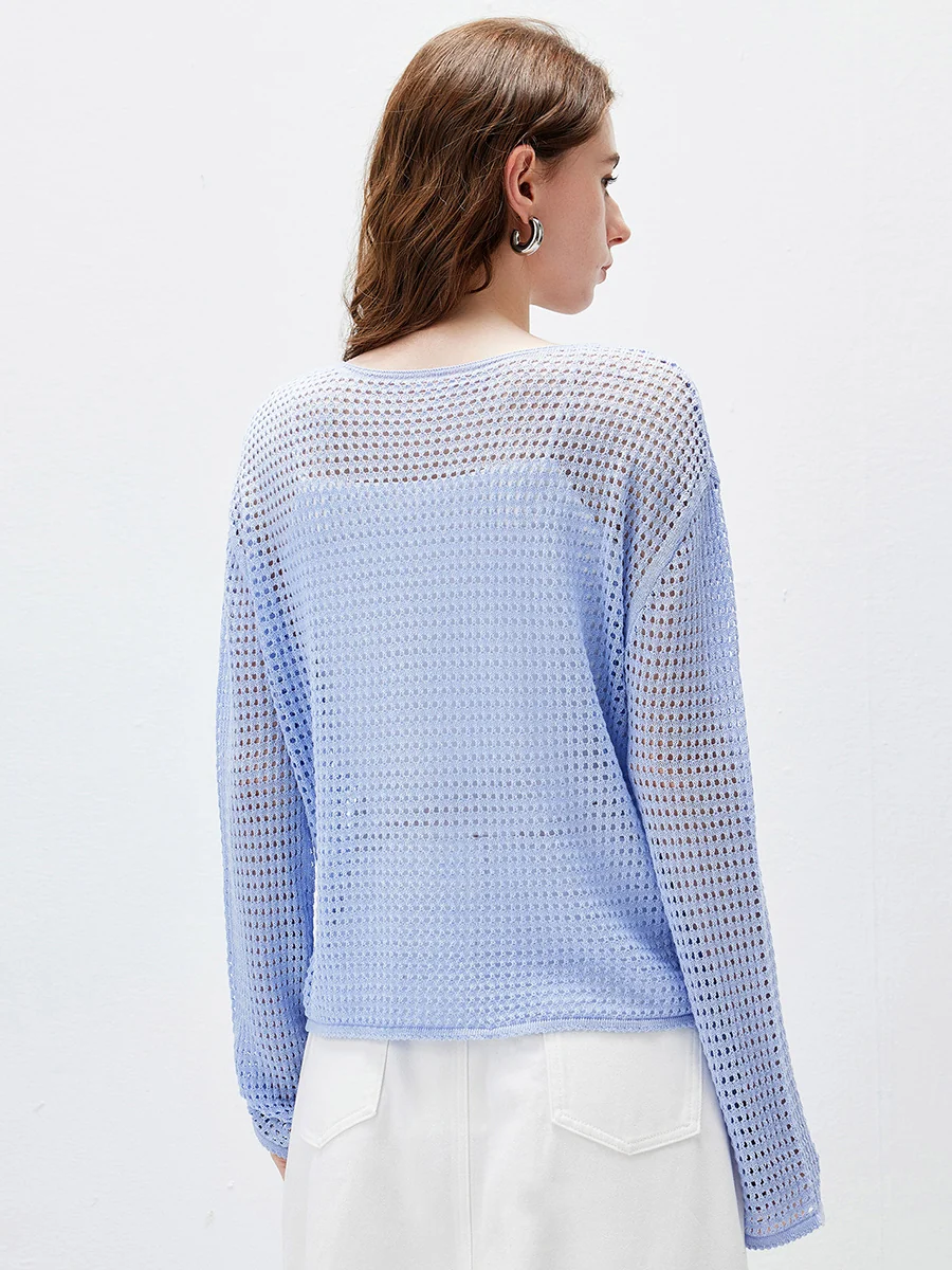 Women's Sheer Mesh Knit Overpull Top - Image 10