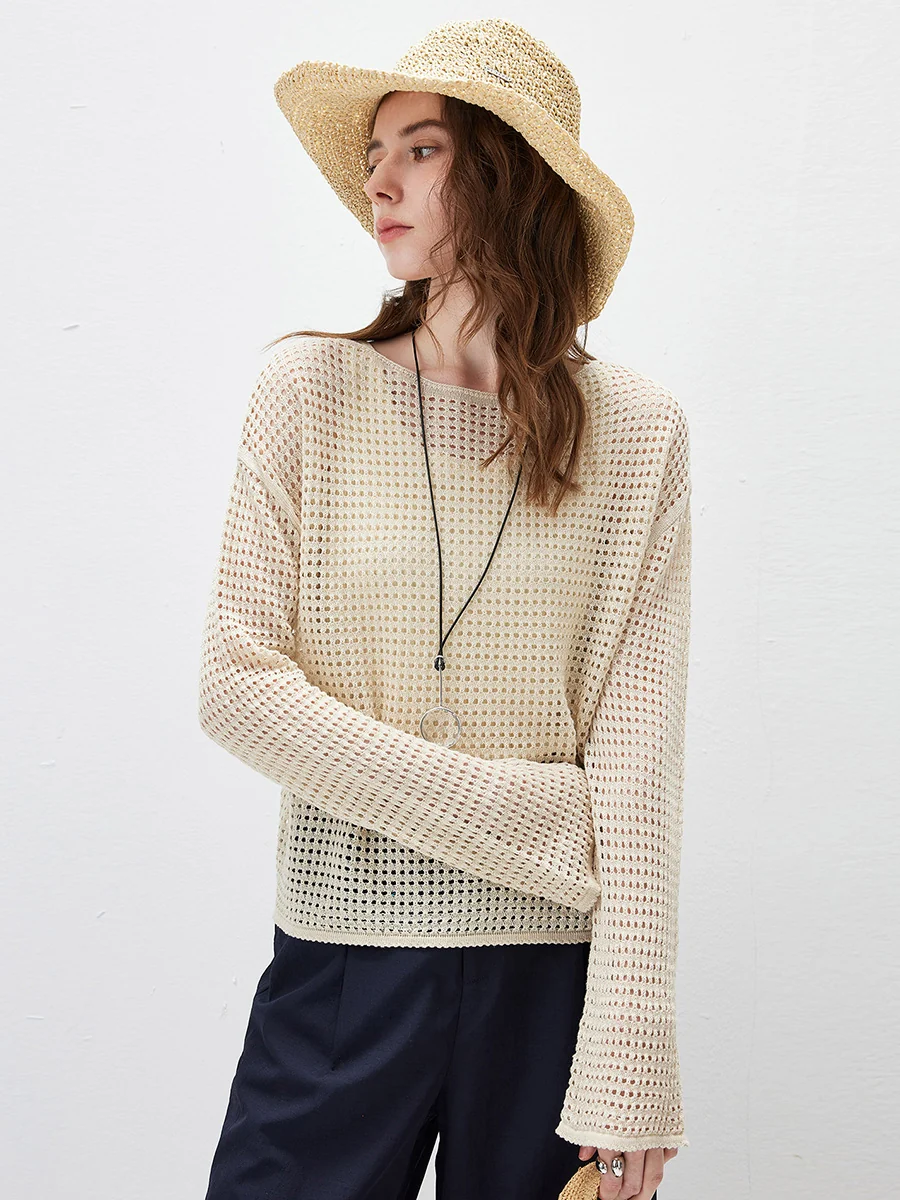 Women's Sheer Mesh Knit Overpull Top - Image 20
