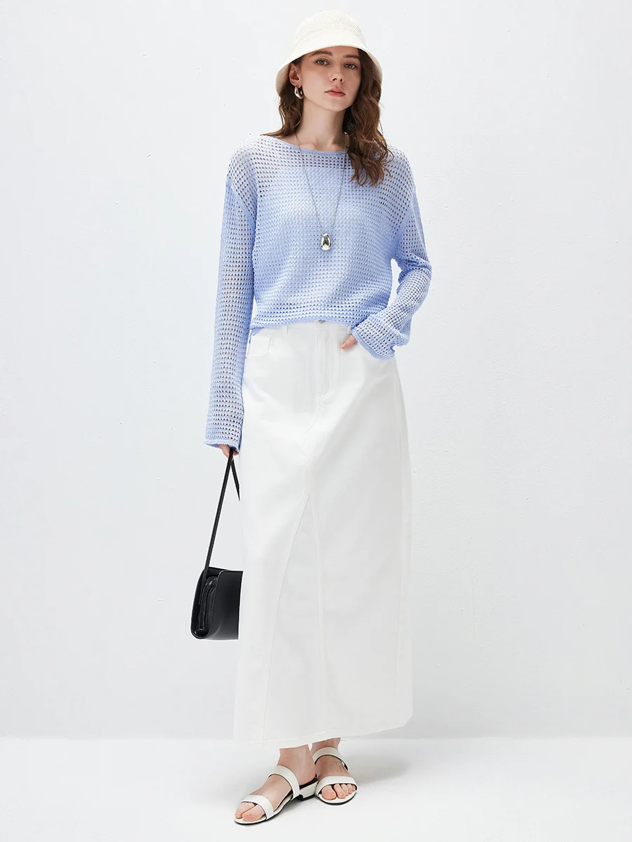 Women's Sheer Mesh Knit Overpull Top - Image 4
