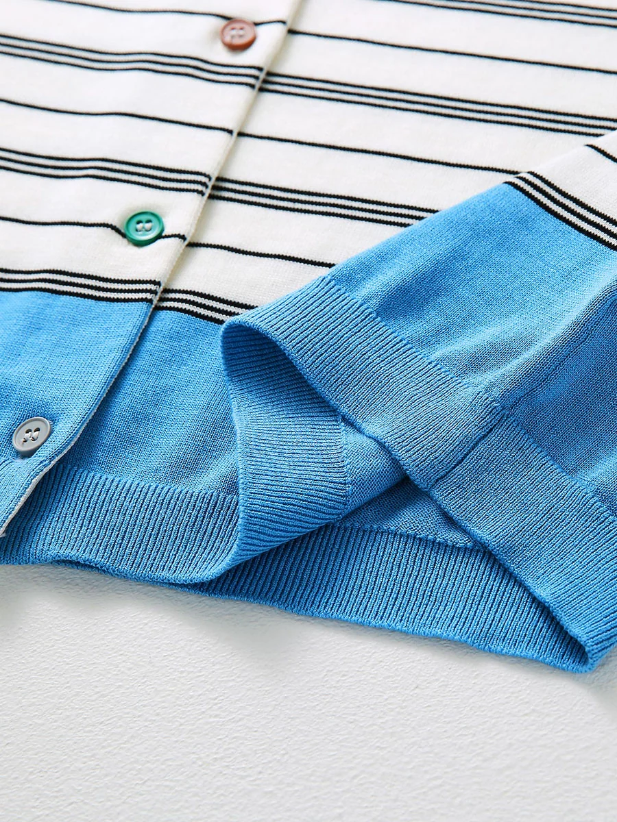 Women's Striped Color Block Button Front Cardigan - Image 13