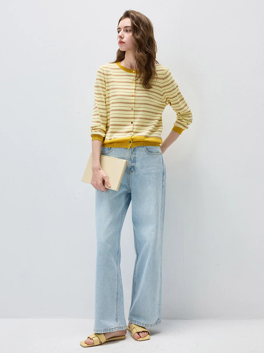 Women's Striped Color Block Button Front Cardigan - Image 16