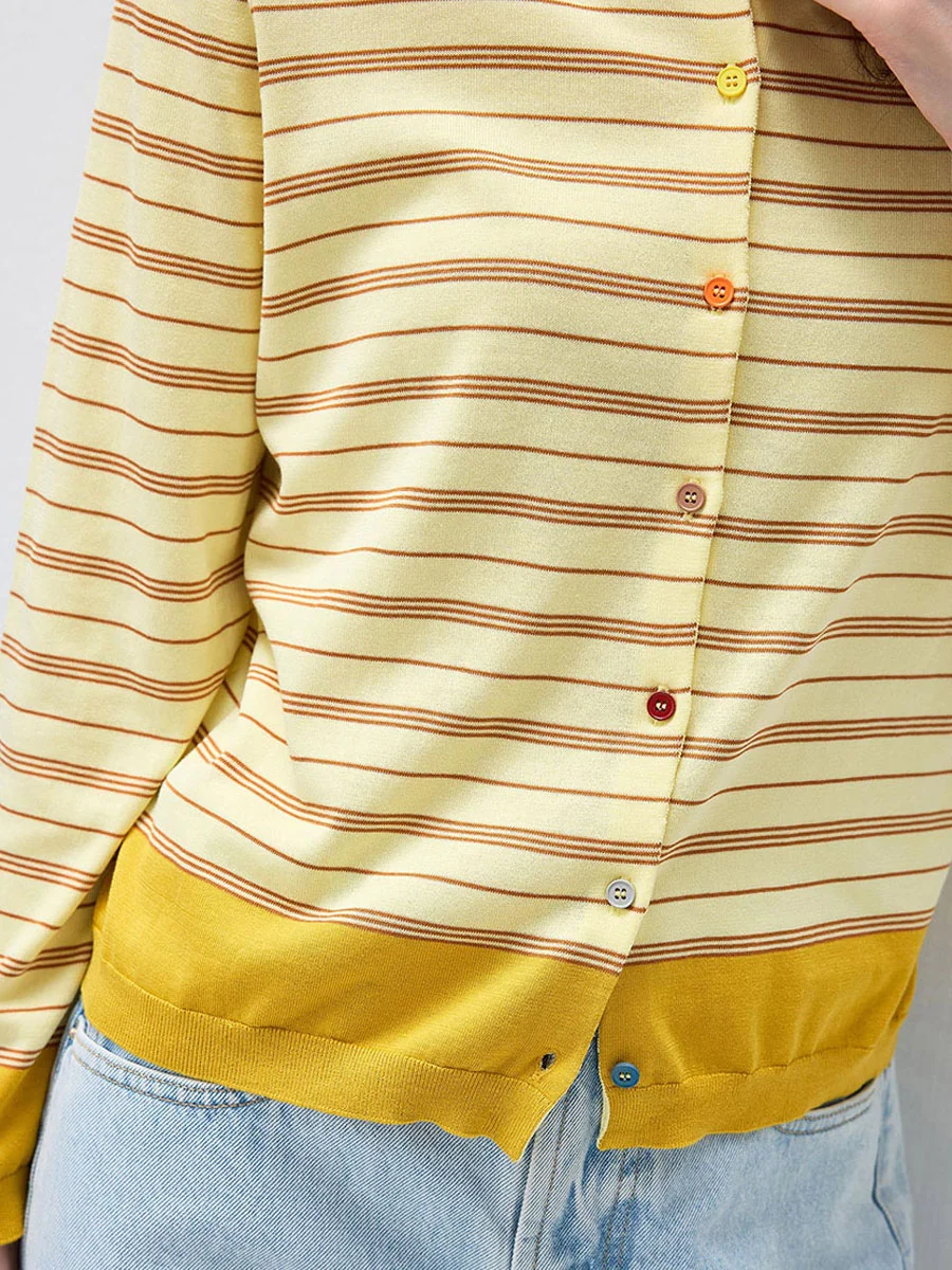 Women's Striped Color Block Button Front Cardigan - Image 27