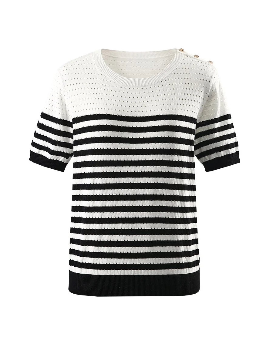 Women's Striped Knit T-Shirt - Image 11