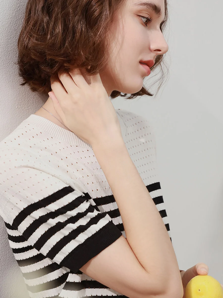 Women's Striped Knit T-Shirt - Image 8