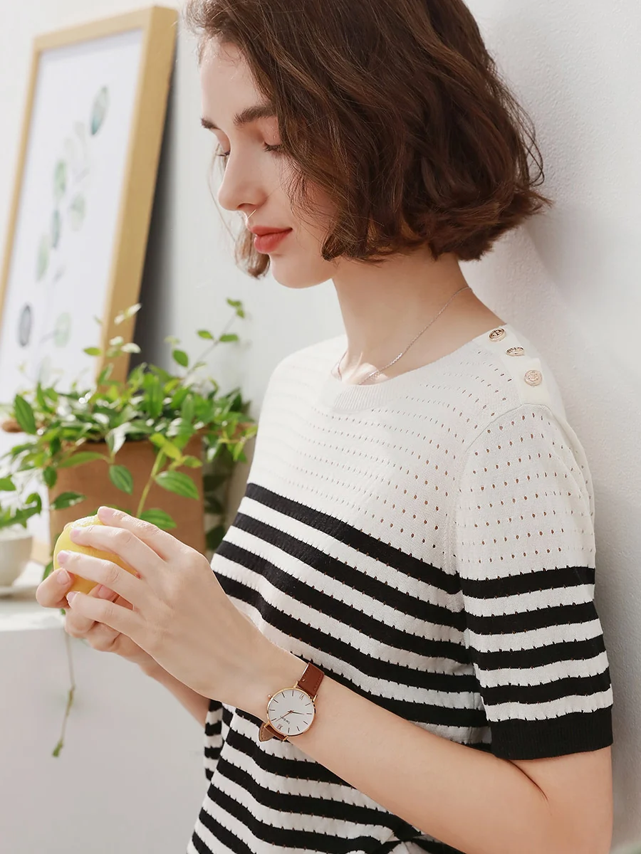 Women's Striped Knit T-Shirt - Image 9