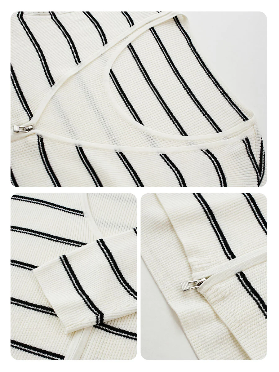 Women's Striped Ribbed Knit Faux  2-in-1 Zip Cardigan - Image 14