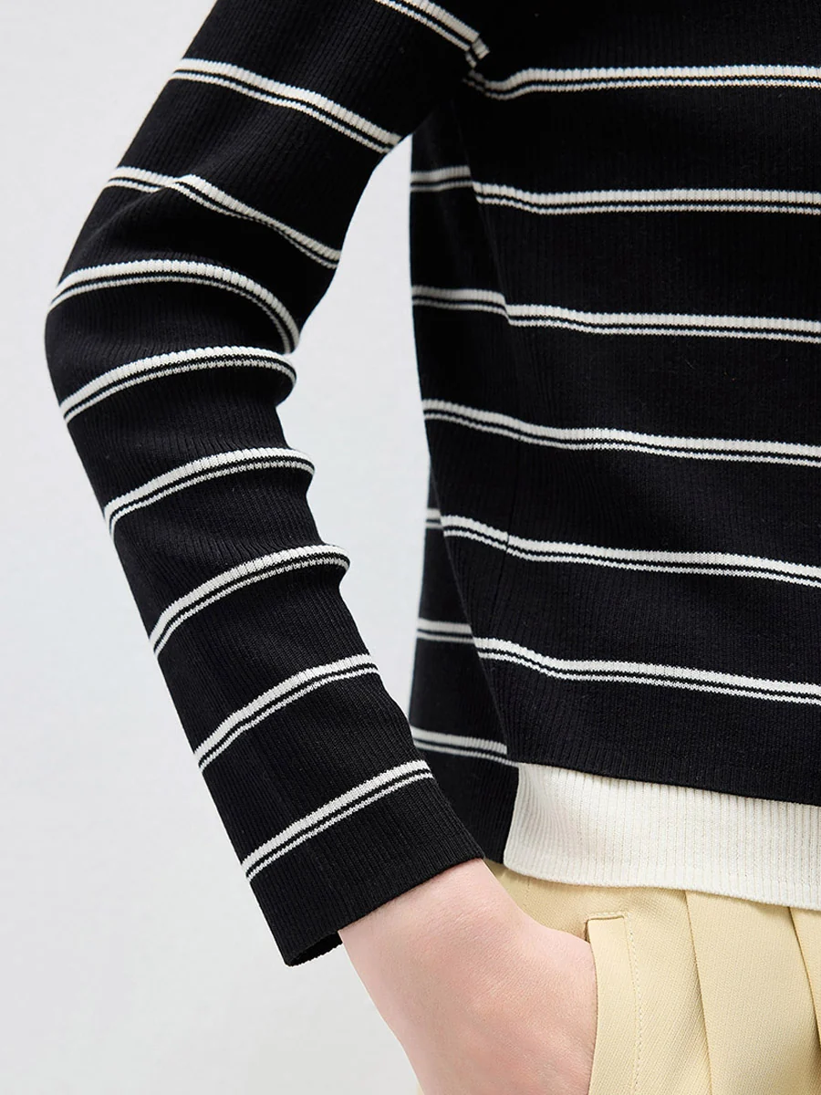 Women's Striped Ribbed Knit Faux  2-in-1 Zip Cardigan - Image 40
