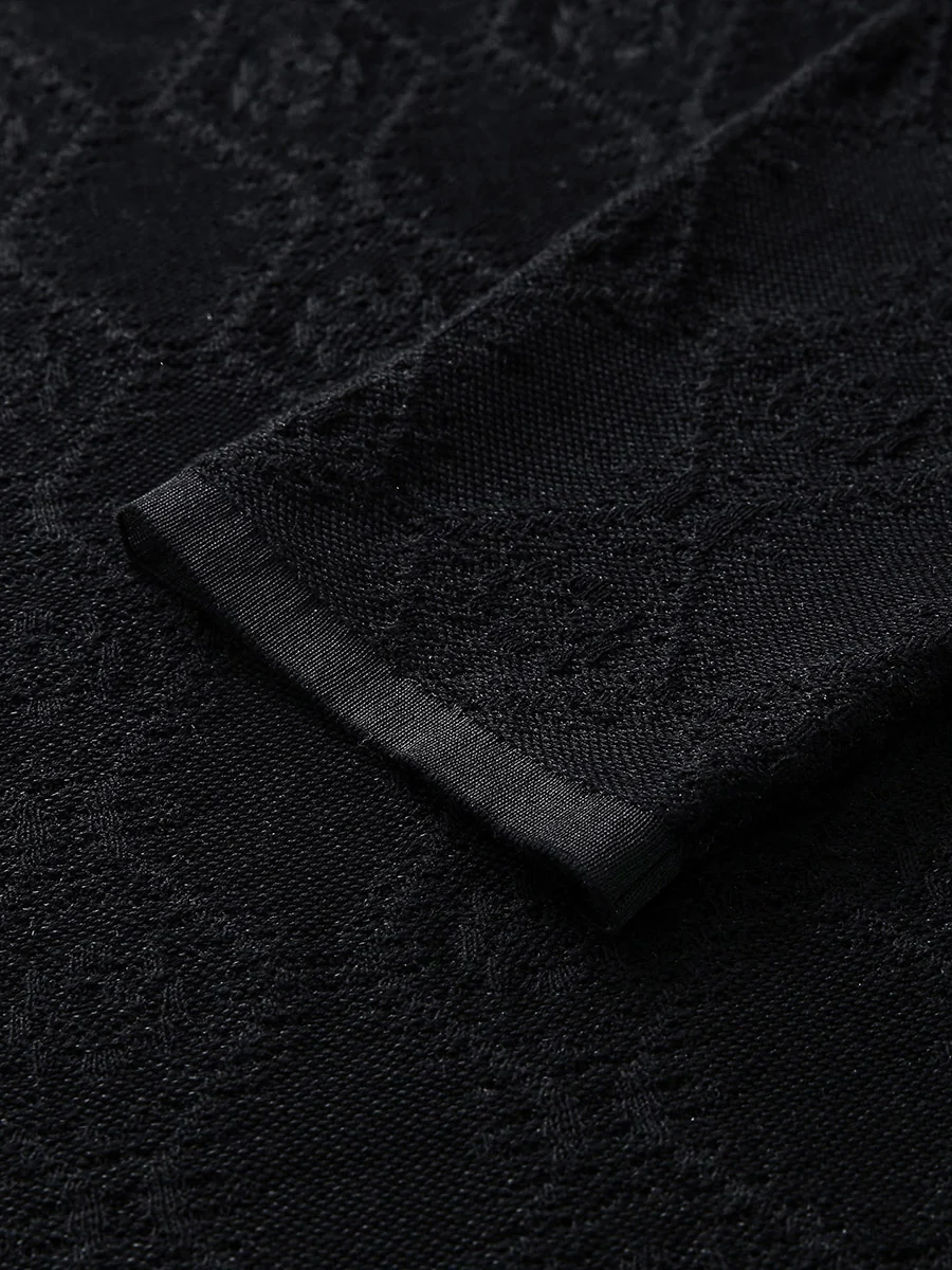 Women's Textured Sheer Knit Round Neck Sweater - Image 12