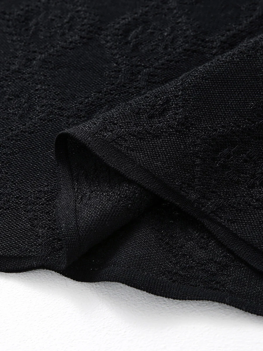 Women's Textured Sheer Knit Round Neck Sweater - Image 13