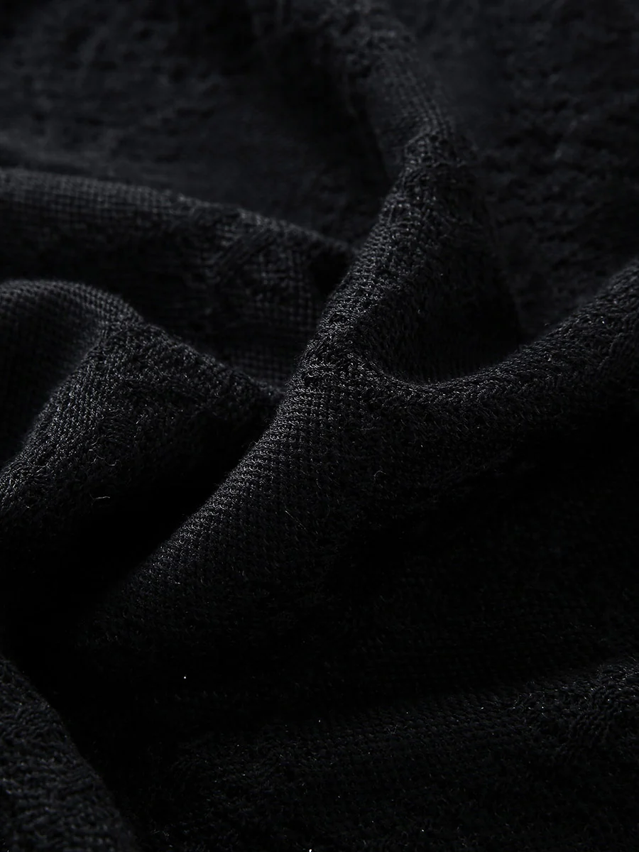 Women's Textured Sheer Knit Round Neck Sweater - Image 14
